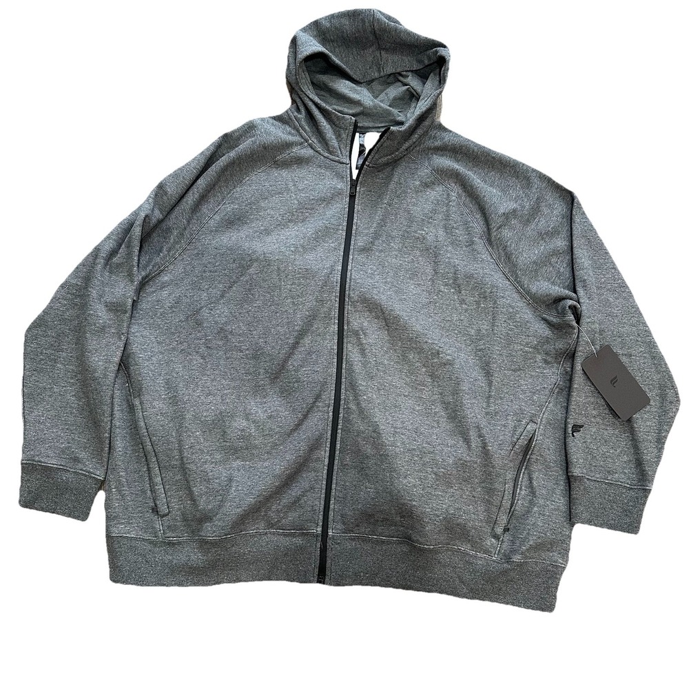 Men's Fabletics The Go-To Full Zip Hoodie Size 4X Charcoal Fleece Zip Pockets‎
